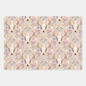 Pastell Floral Western Kuh Skull Geschenkpapier Set (Vorderseite)