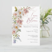 Pastell florale Moderne Liebe im blühenden Brautpa Einladung (Stehend Vorderseite)