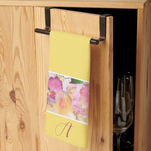 Pastell florales Monogramm Küchentuch (Drittel gefaltet)