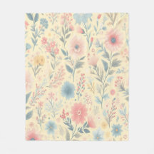 Pastell florales Pink & Blau auf hellgelb