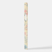 Pastell florales Pink & Blau auf hellgelb iPhone Hülle (Rechte Seite)