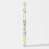 Pastell florales Pink & Blau auf hellgelb iPhone Hülle (Linke Seite)