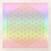 Pastell flower of life Mandala energy  Glasuntersetzer (Vorderseite)