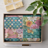 Pastell-Frühlings-Blumen-Patchwork-Decoupage-Papie Seidenpapier (Geschenk)