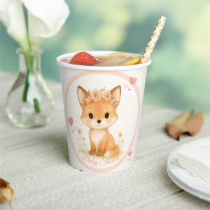 Pastell-Fuchs-Baby-Party Blumige Wasserfarbe Pappbecher
