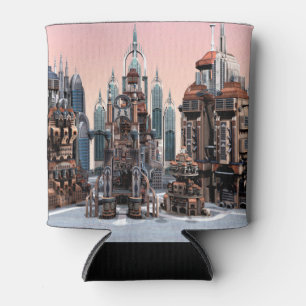 Pastell-Futuristische Stadt-Fantasie-Skyline-Kunst Dosenkühler