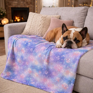 Pastell-Galaxie-Pfotenabdrücke – Süßer Kosmischer  Sherpadecke