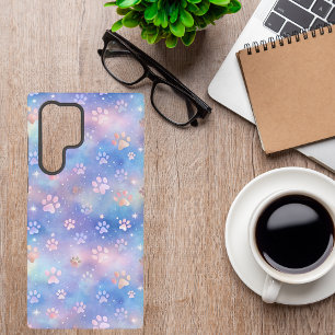 Pastell-Galaxie-Pfotenabdrücke – Süßer Kosmos-Tier Samsung Galaxy Hülle