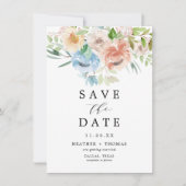 Pastell Garden Blue Watercolor Save The Date (Vorderseite)