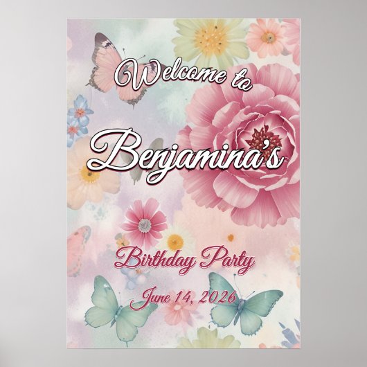 Pastell-Gartenparty Blumen & Schmetterlinge Willko Poster (Vorne)