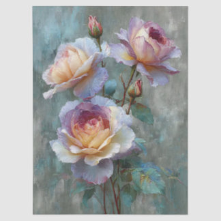 Pastell-Gartenrosen-Dekoupage Seidenpapier