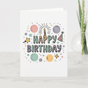 Pastell-Geburtstag-Grafikkarte Karte