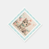 Pastell-Geburtstag-Kätzchen-Illustration Papier Se Serviette (Ecke)