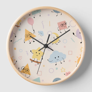 Pastell-Geometrie-Doodle-Uhr Uhr