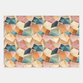 Pastell-Geometrischer Pop | Set aus Verpackungspap Geschenkpapier Set