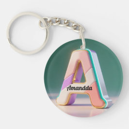 Pastell-Geometrisches 3D-Monogramm Buchstabe A Schlüsselanhänger
