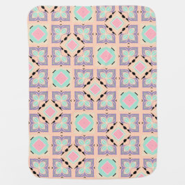 Pastell-Geometrisches Fliesenmuster | Rosa Mint Li Babydecke