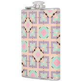 Pastell-Geometrisches Fliesenmuster | Rosa Mint Li Flachmann (Links)