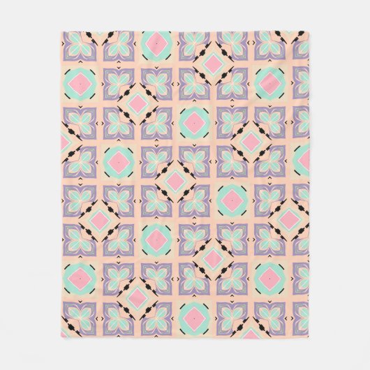 Pastell-Geometrisches Fliesenmuster | Rosa Mint Li Fleecedecke (Vorderseite)
