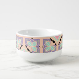 Pastell-Geometrisches Fliesenmuster | Rosa Mint Li Große Suppentasse
