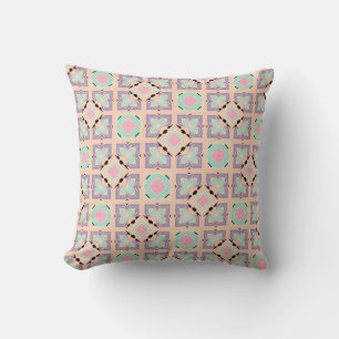 Pastell-Geometrisches Fliesenmuster Rosa Mint Li Kissen