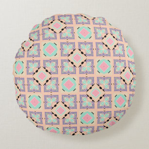 Pastell-Geometrisches Fliesenmuster Rosa Mint Li Rundes Kissen