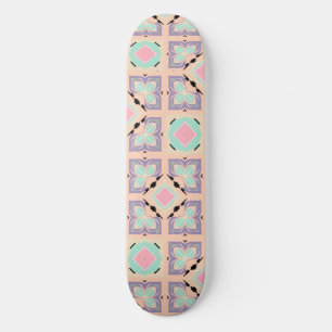 Pastell-Geometrisches Fliesenmuster Rosa Mint Li Skateboard