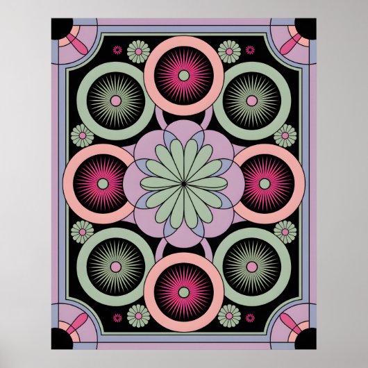 Pastell-Geometrisches Mandala-Blühen Poster (Vorne)