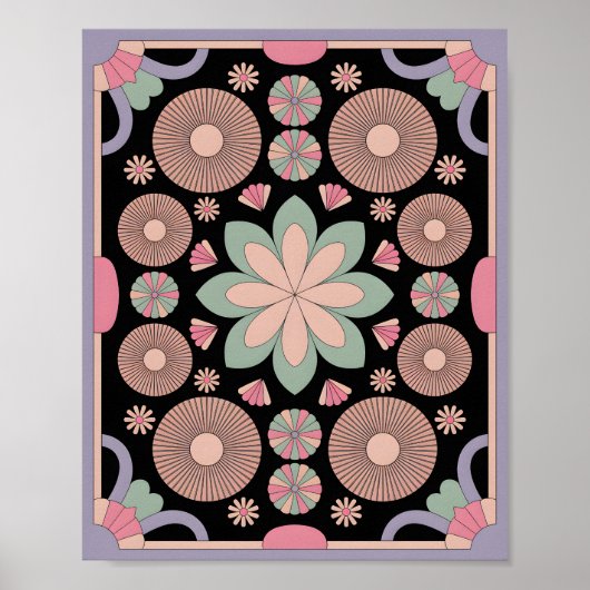 Pastell-Geometrisches Mandala-Blühen Poster (Vorne)
