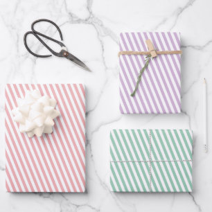 Pastell gestreift für jeden Anlass Geschenkpapier Set