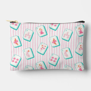 Pastell gestreifte Mahjong-Kosmetik und Zubehörtasche