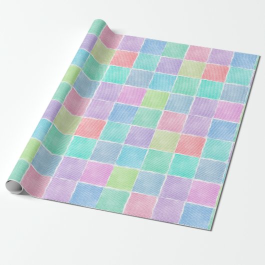 Pastell-Gingham-Blöcke Geschenkpapier (Ungerollt)
