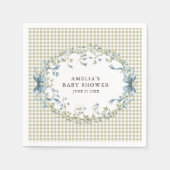 Pastell-Gingham-Blumen-Baby-Party Serviette (Vorderseite)