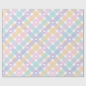 Pastell-Gingham-Herzen   Geschenkpapier (Flach)
