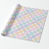 Pastell-Gingham-Herzen   Geschenkpapier (Ungerollt)