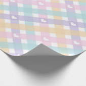 Pastell-Gingham-Herzen   Geschenkpapier (Ecke)