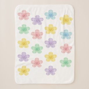 Pastell-Gingham-Lächelnde Blumen Süße Decke Sherpadecke