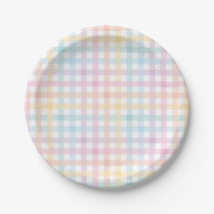Pastell-Gingham-Papierplatte Pappteller