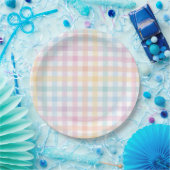 Pastell-Gingham-Papierplatte Pappteller (Party)