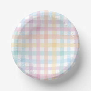 Pastell-Gingham  Pappteller
