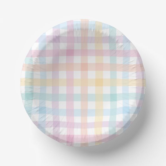 Pastell-Gingham Pappteller (Vorderseite)