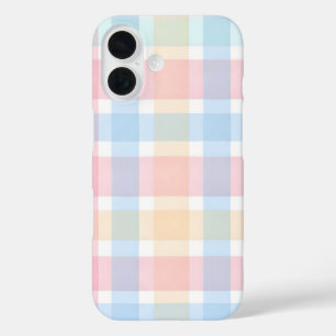 Pastell-Gingham – Sanftes Wasserfarbenmuster iPhone 16 Hülle