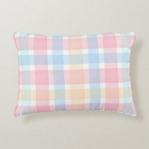 Pastell-Gingham – Sanftes Wasserfarbenmuster Dekokissen