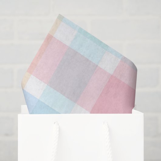 Pastell-Gingham – Sanftes Wasserfarbenmuster Seidenpapier (Geschenktüte)