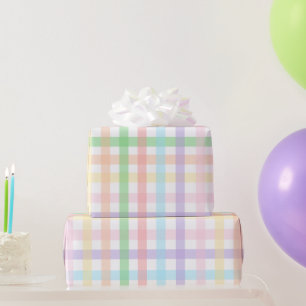 Pastell-Gingham-Streifen Geschenkpapier
