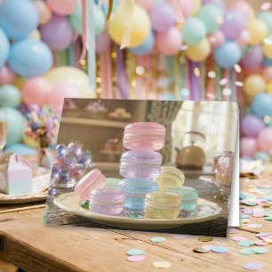 Pastell-Glas-Macarons-Kekse   Alles Gute zum Gebur Karte