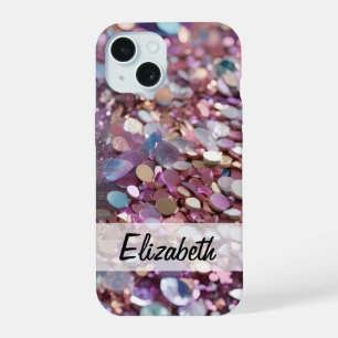 Pastell Glitter in Lila, Blau, Rosa & Silber iPhone 15 Hülle