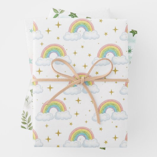 Pastell Glitter Ombre Regenbogenfarben Muster  Geschenkpapier Set (Beispiel)