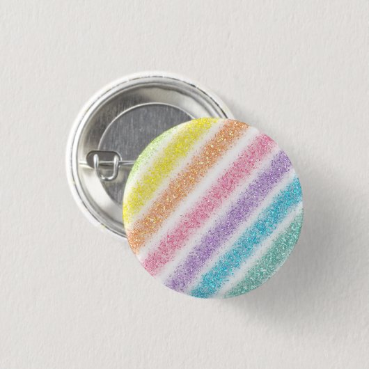 Pastell Glitter Regenbogen Button (Vorne & Hinten)
