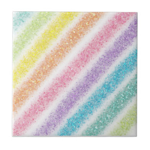 Pastell Glitter Regenbogen Fliese